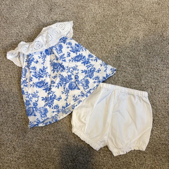 LITTLE ME Blue & White Floral Dress with Panty 9 months Ruffle - Picture 7 of 7